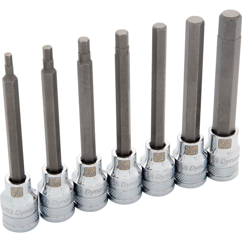 3/8" Drive 7pc SAE Long Hex Socket Set, 1/8" - 3/8"